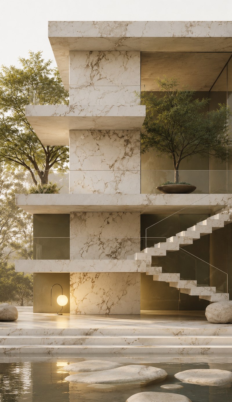 Luxury natural marble architecture, slabs and precision stone supply by Lamea Al Rukham Dubai